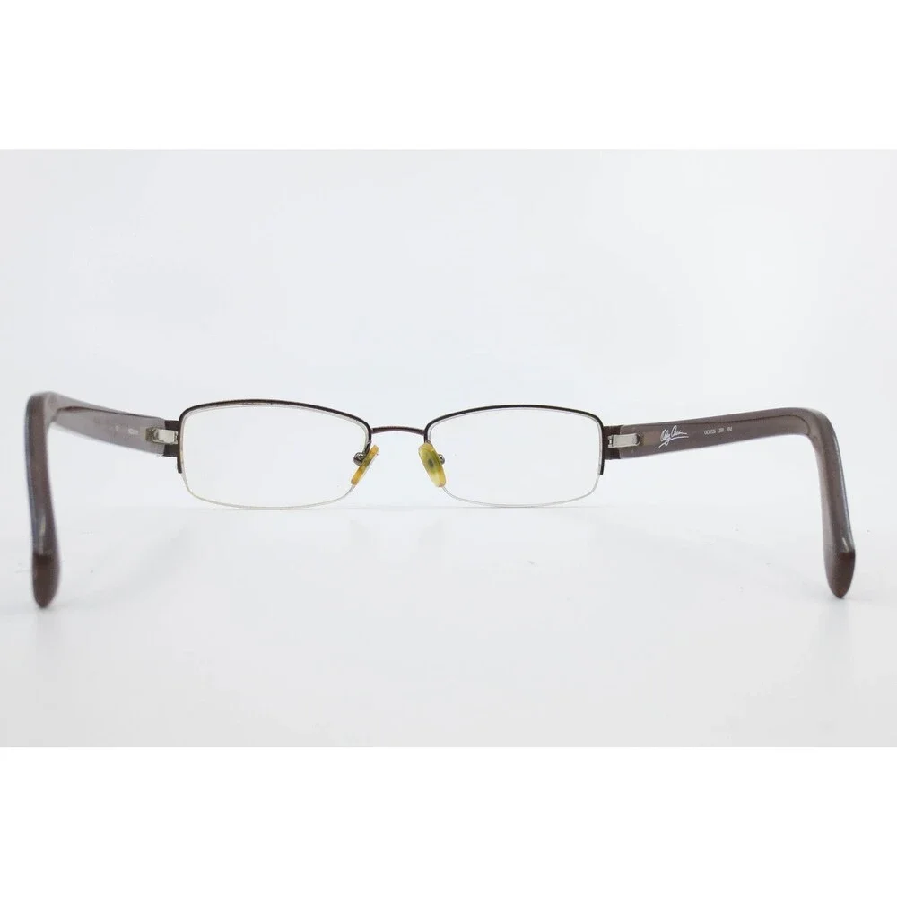 Oleg Cassini OCO326 Eyeglasses Brown Semi Rimless Rhinestone Logo 53-18-135 HM